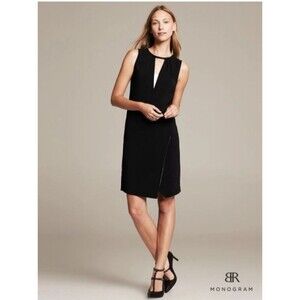 NWT BR Monogram Dress Size 2 Sleeveless Black /White Cutout Sheath Dress Stretch
